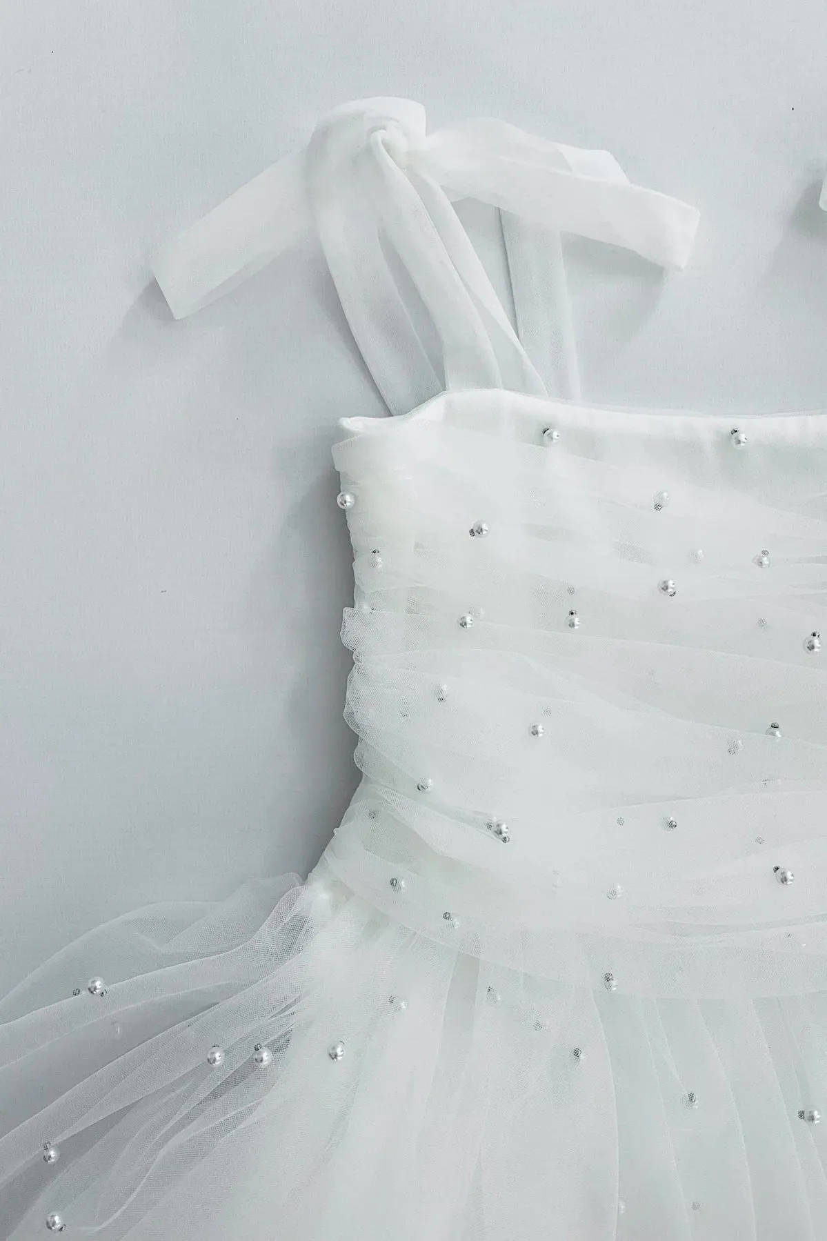 White Pearl Tulle Ballerina Dress