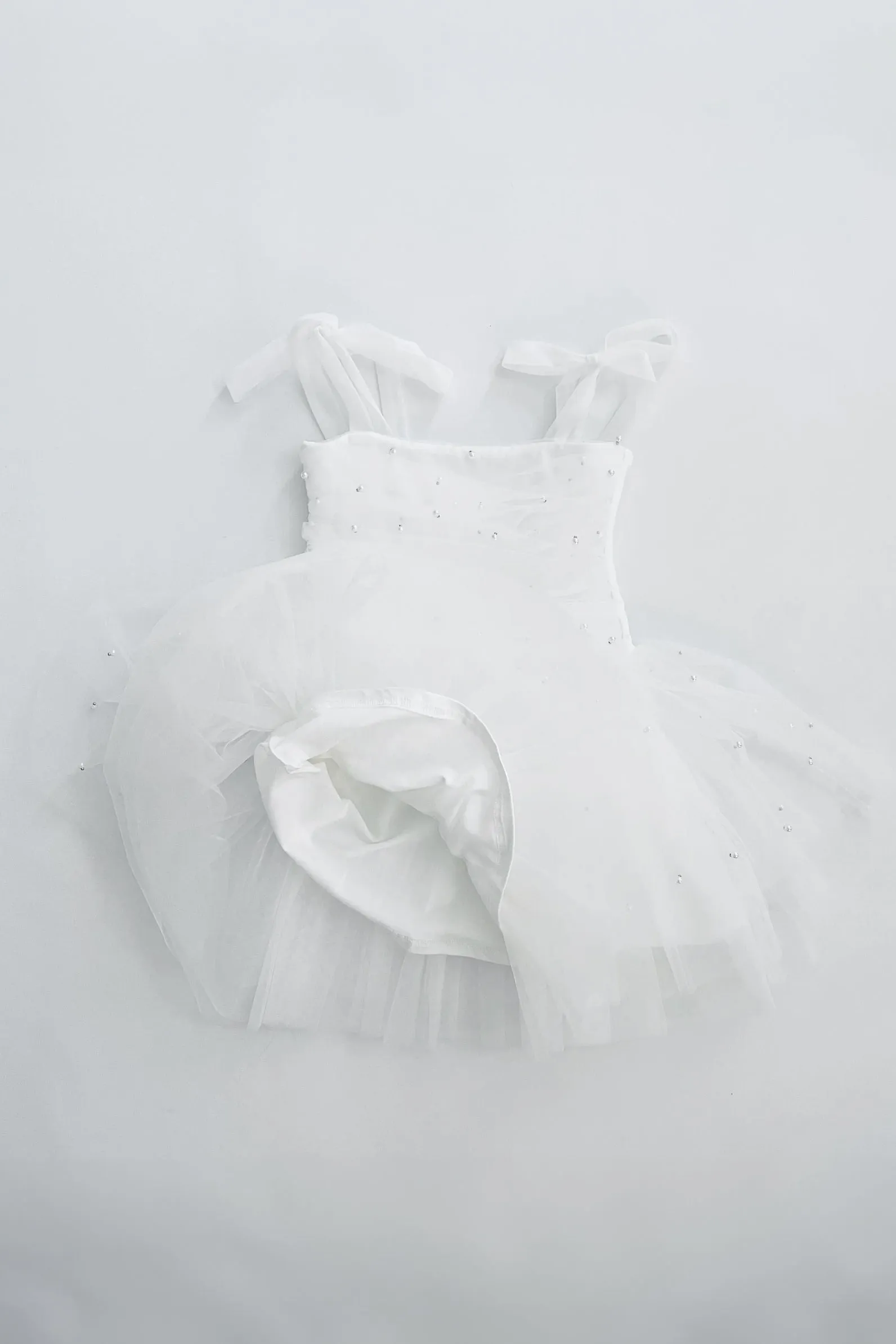 White Pearl Tulle Ballerina Dress