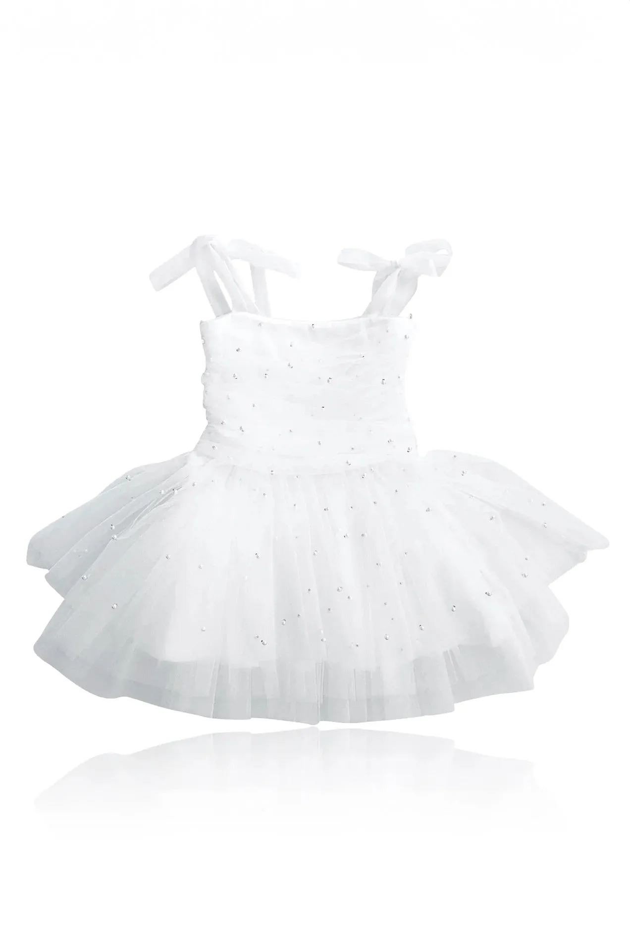 White Pearl Tulle Ballerina Dress