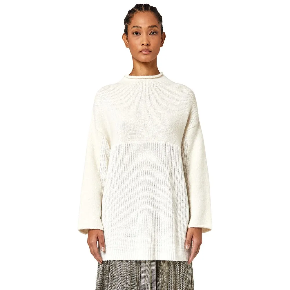 White Recycled Wool Women Sweater