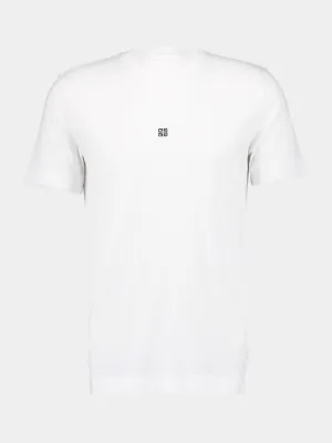 White Slim Fit T-Shirt in Cotton with 4G Embroidery