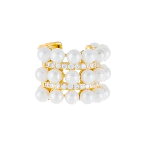 Wide Pearl CZ Ear Cuff