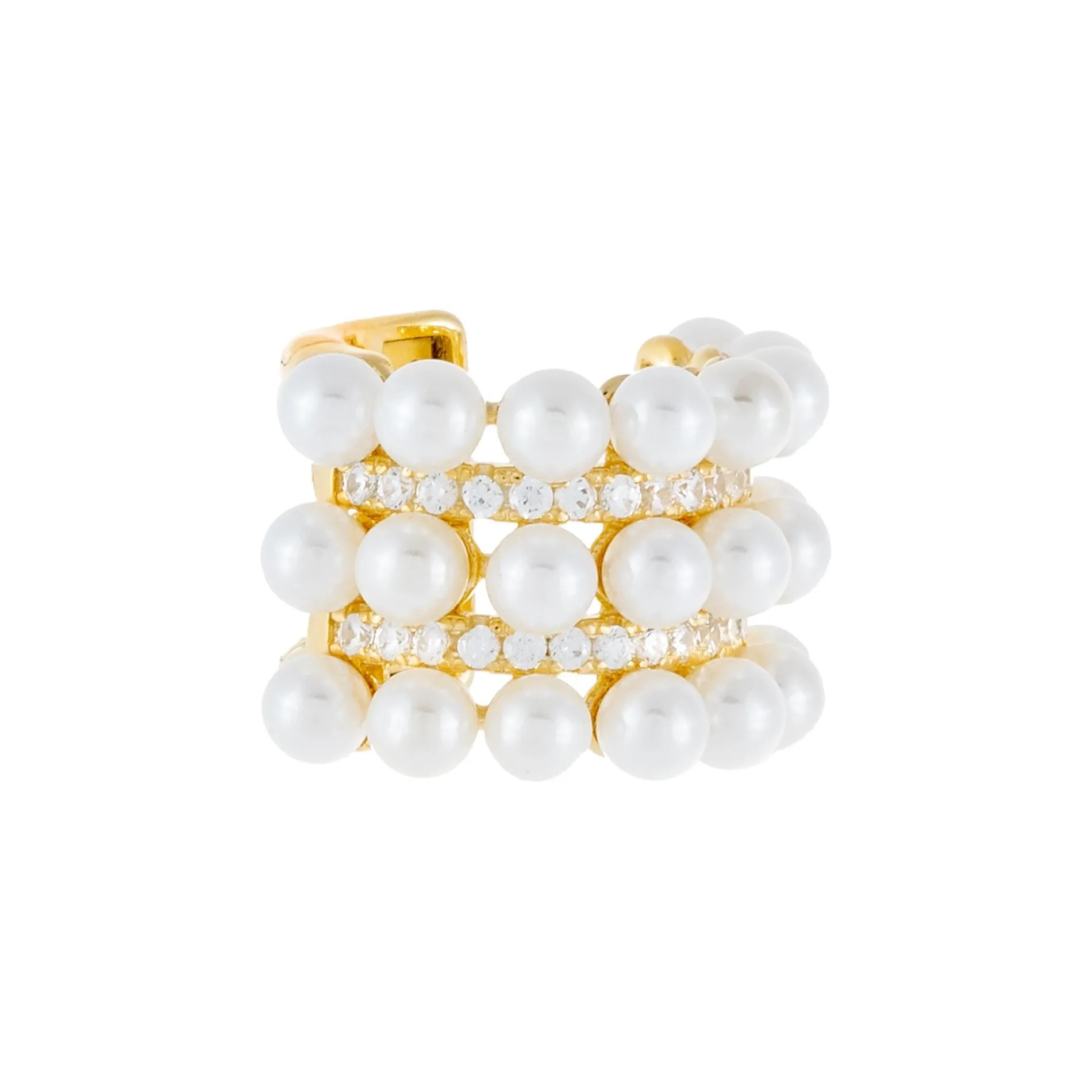Wide Pearl CZ Ear Cuff
