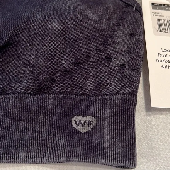 WILDFOX SWEAT-Black Stonewash Look-Laser Detail Sports Bra &amp; Bike Short SET-Sz S