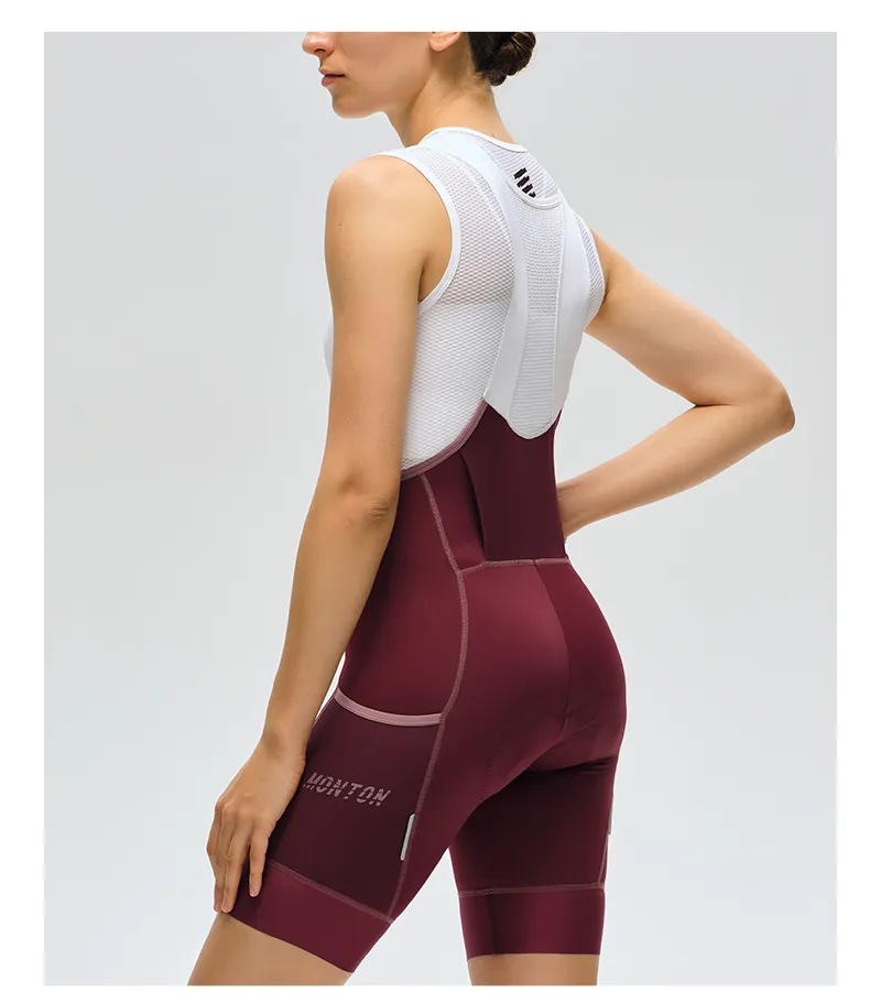 WOMENS BIB SHORTS CHASESUMMER BURGUNDY RED