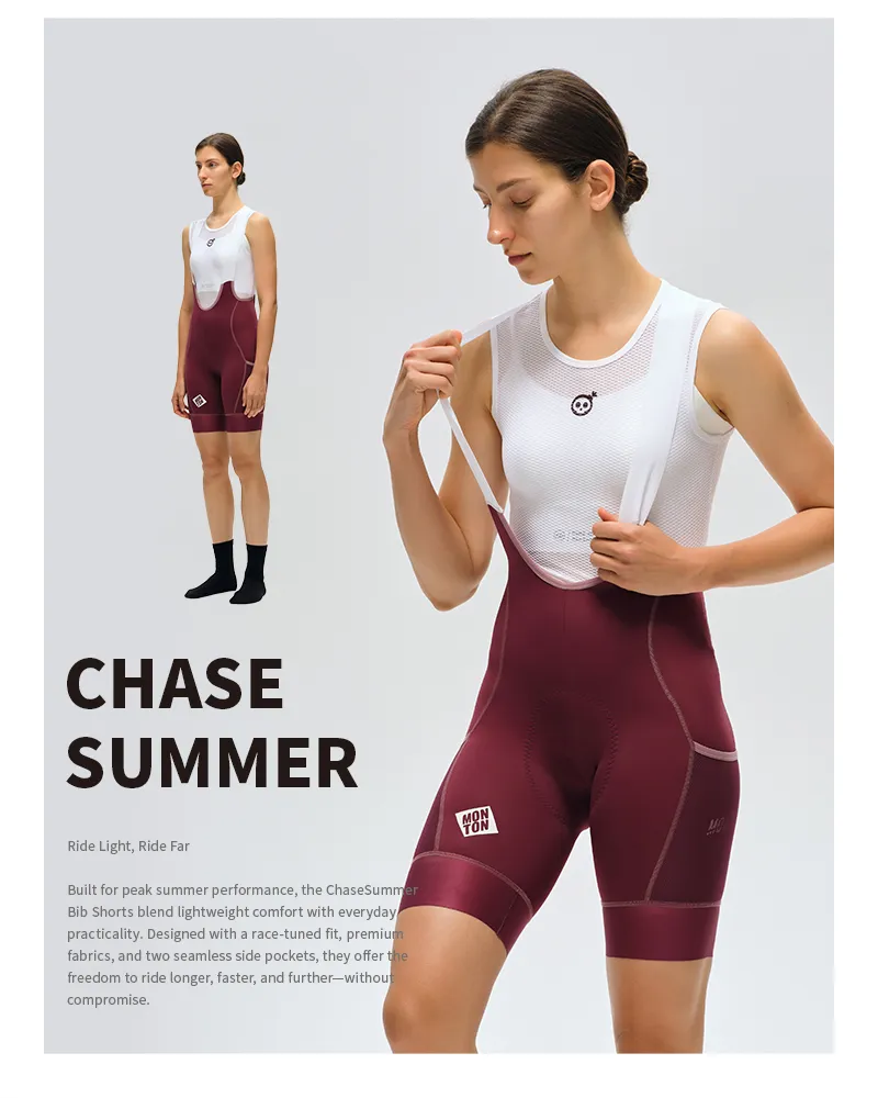 WOMENS BIB SHORTS CHASESUMMER BURGUNDY RED