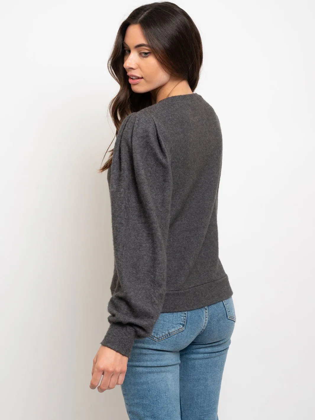 WOMEN'S BRUSHED TERRY PADDED SWEATER