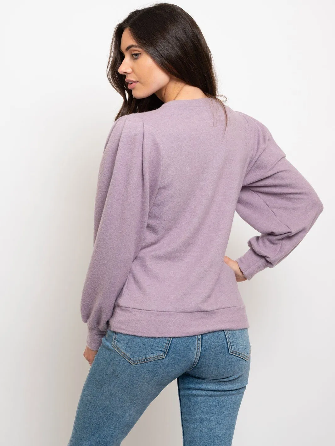 WOMEN'S BRUSHED TERRY PADDED SWEATER
