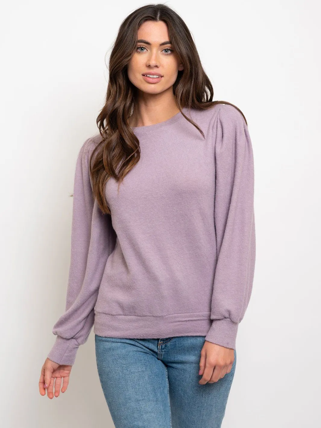 WOMEN'S BRUSHED TERRY PADDED SWEATER