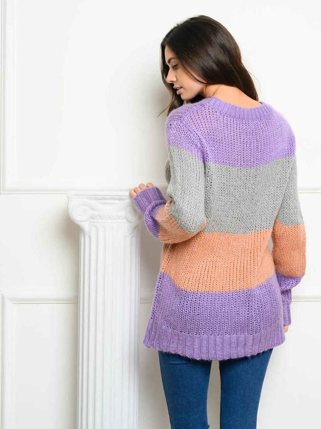 WOMEN'S LONG SLEEVE COLORBLOCK SWEATER
