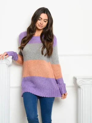 WOMEN'S LONG SLEEVE COLORBLOCK SWEATER