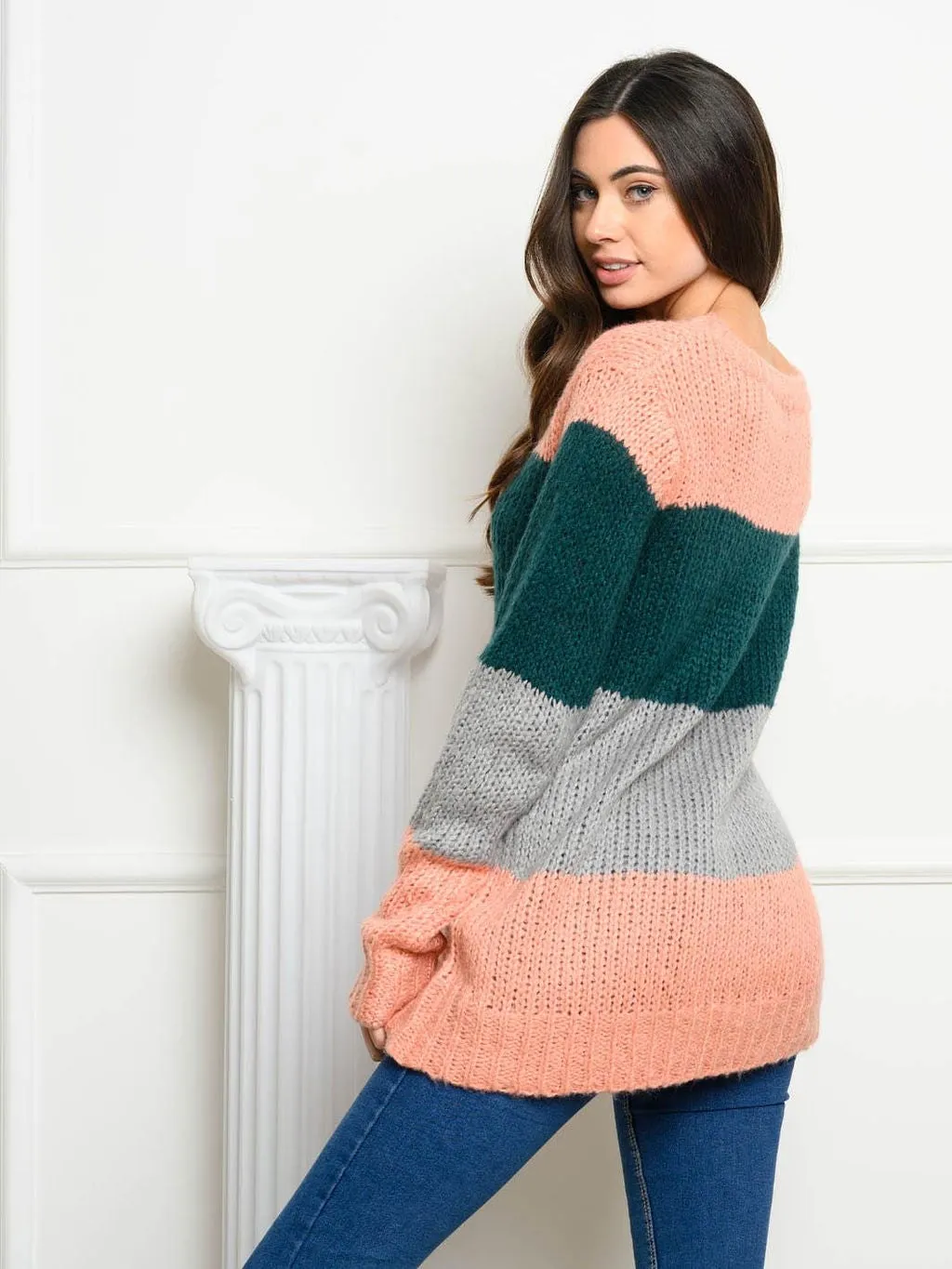 WOMEN'S LONG SLEEVE COLORBLOCK SWEATER