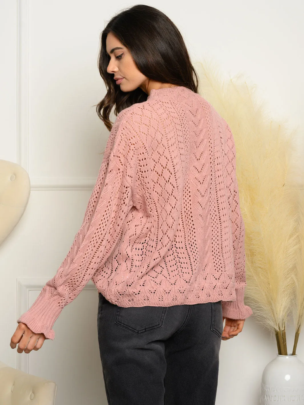 WOMEN'S LONG SLEEVE DETAILED SWEATER