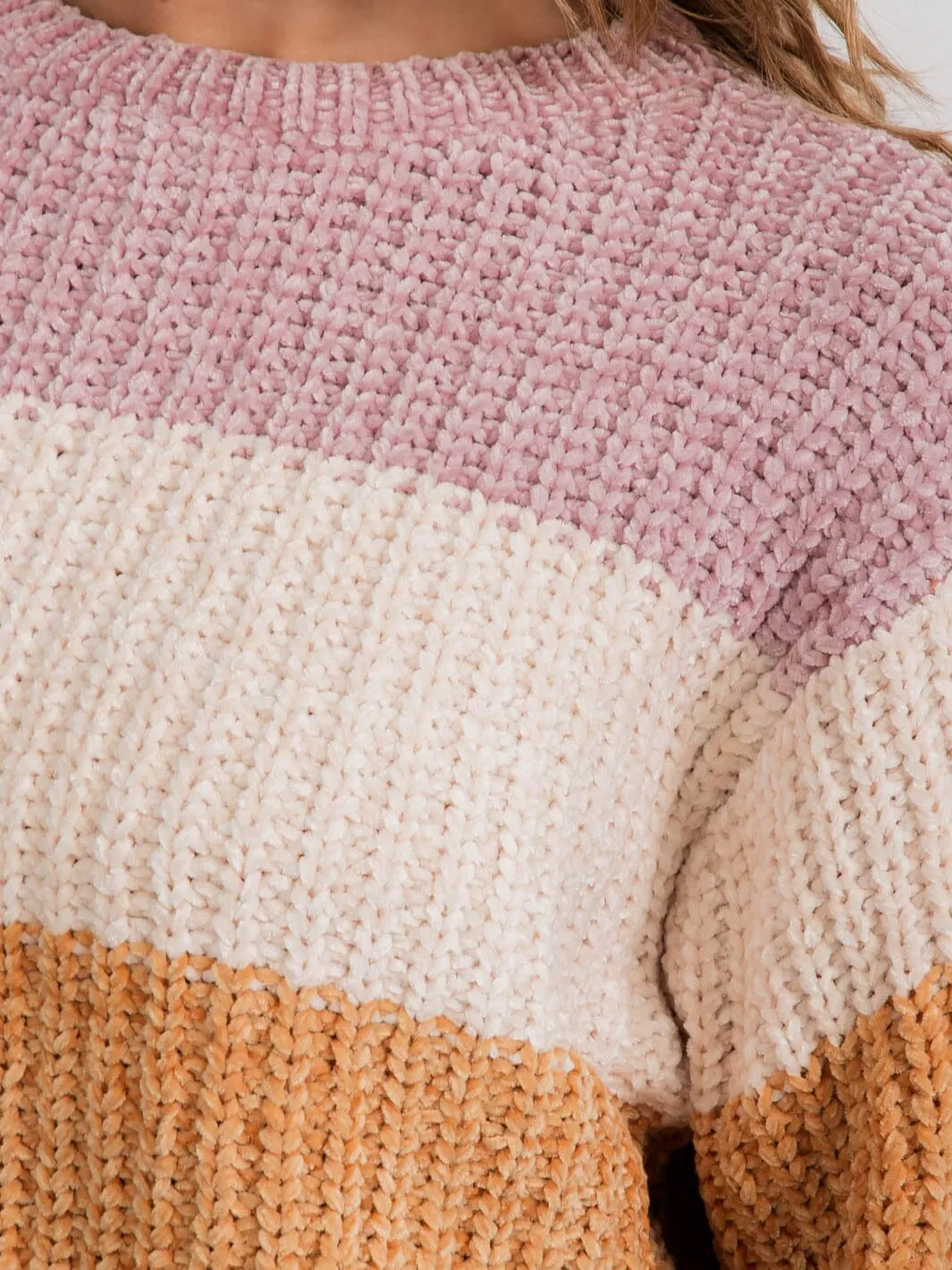 WOMEN'S LONG SLEEVE STRIPES COLORBLOCK PULLOVER SWEATER