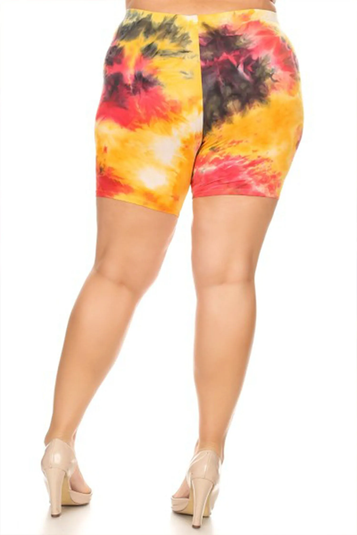 Women's Plus Size Workout High Waist Stretch Active Yoga Print Basic Biker Shorts Pants