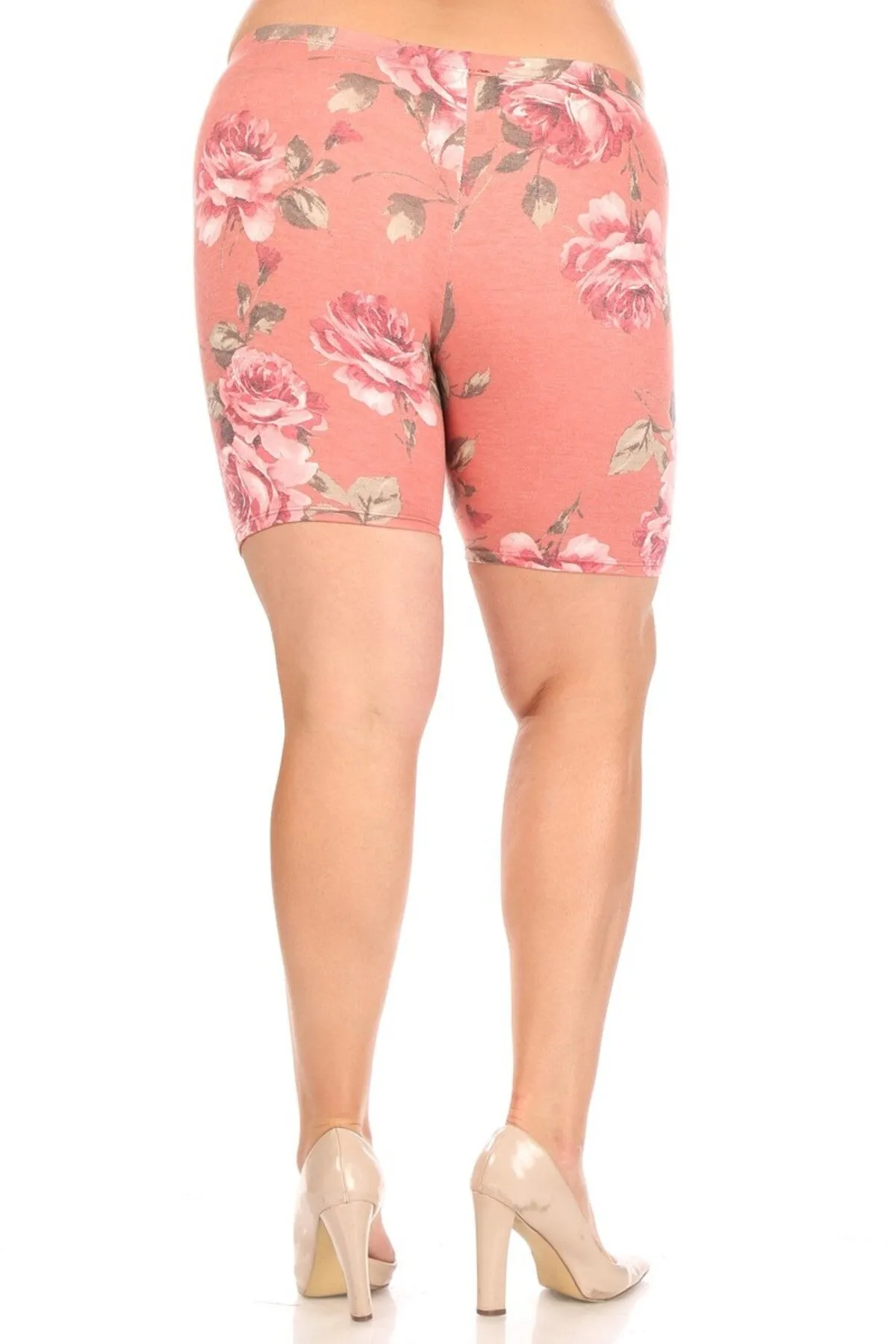 Women's Plus Size Workout High Waist Stretch Active Yoga Print Basic Biker Shorts Pants