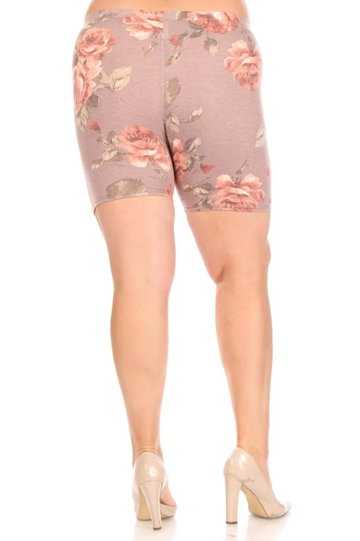 Women's Plus Size Workout High Waist Stretch Active Yoga Print Basic Biker Shorts Pants