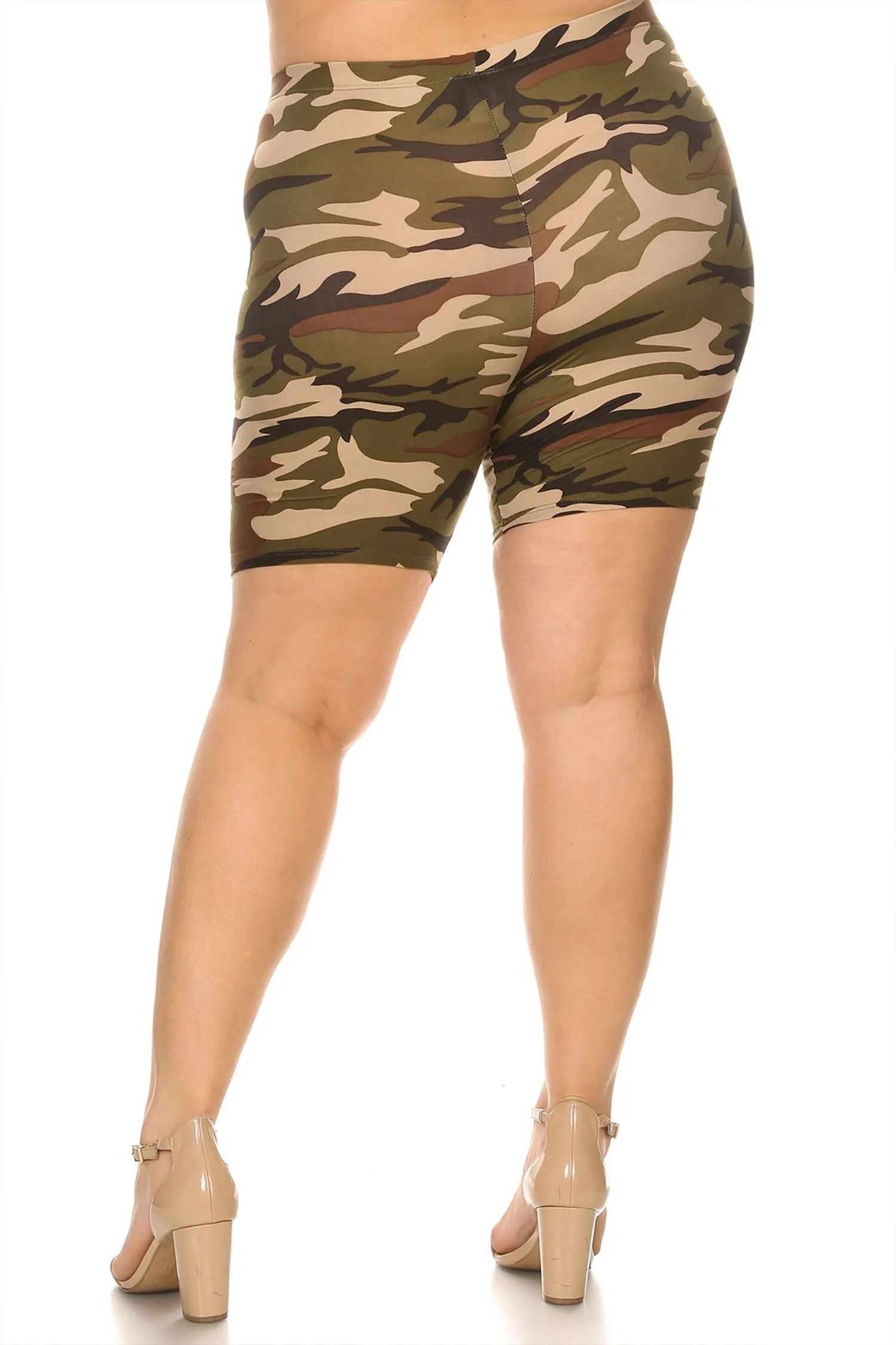 Women's Plus Size Workout High Waist Stretch Active Yoga Print Basic Biker Shorts Pants