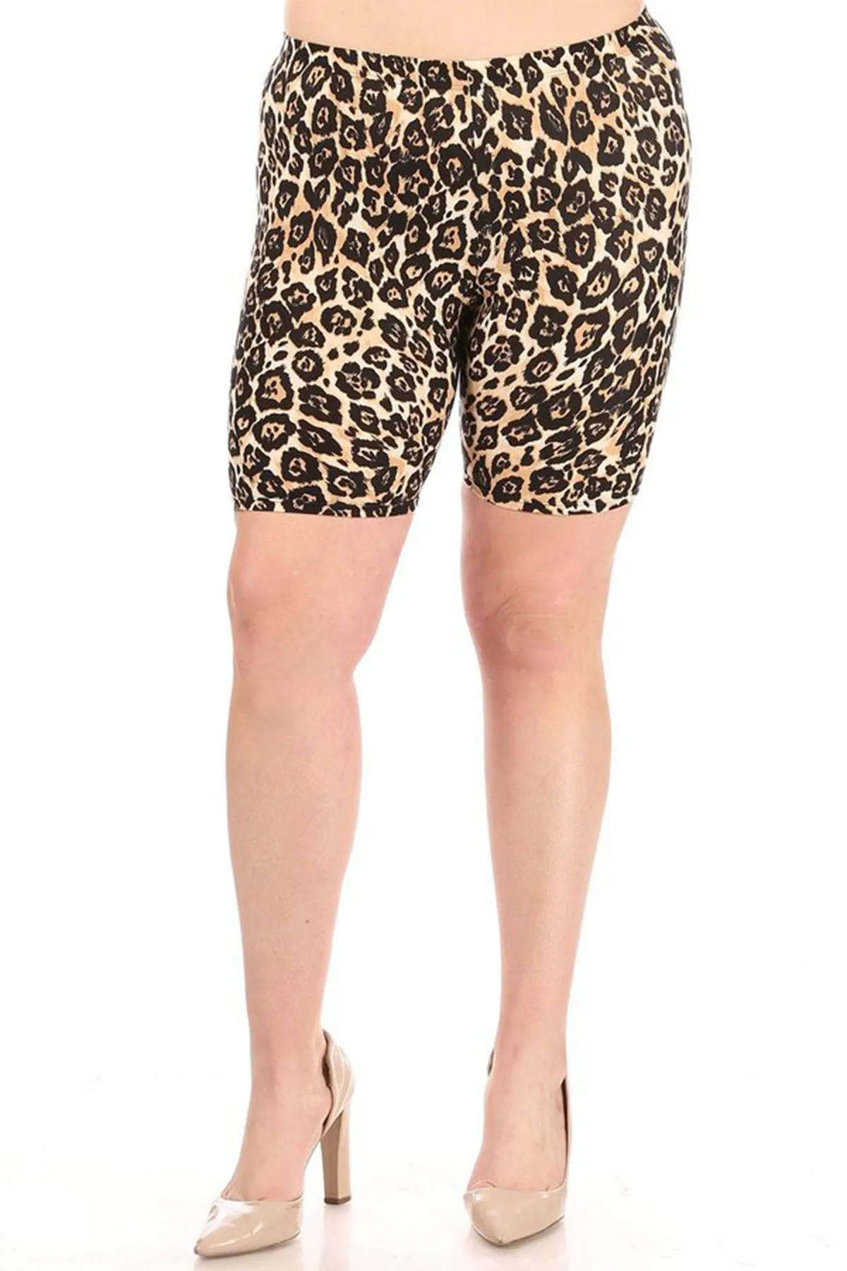 Women's Plus Size Workout High Waist Stretch Active Yoga Print Basic Biker Shorts Pants
