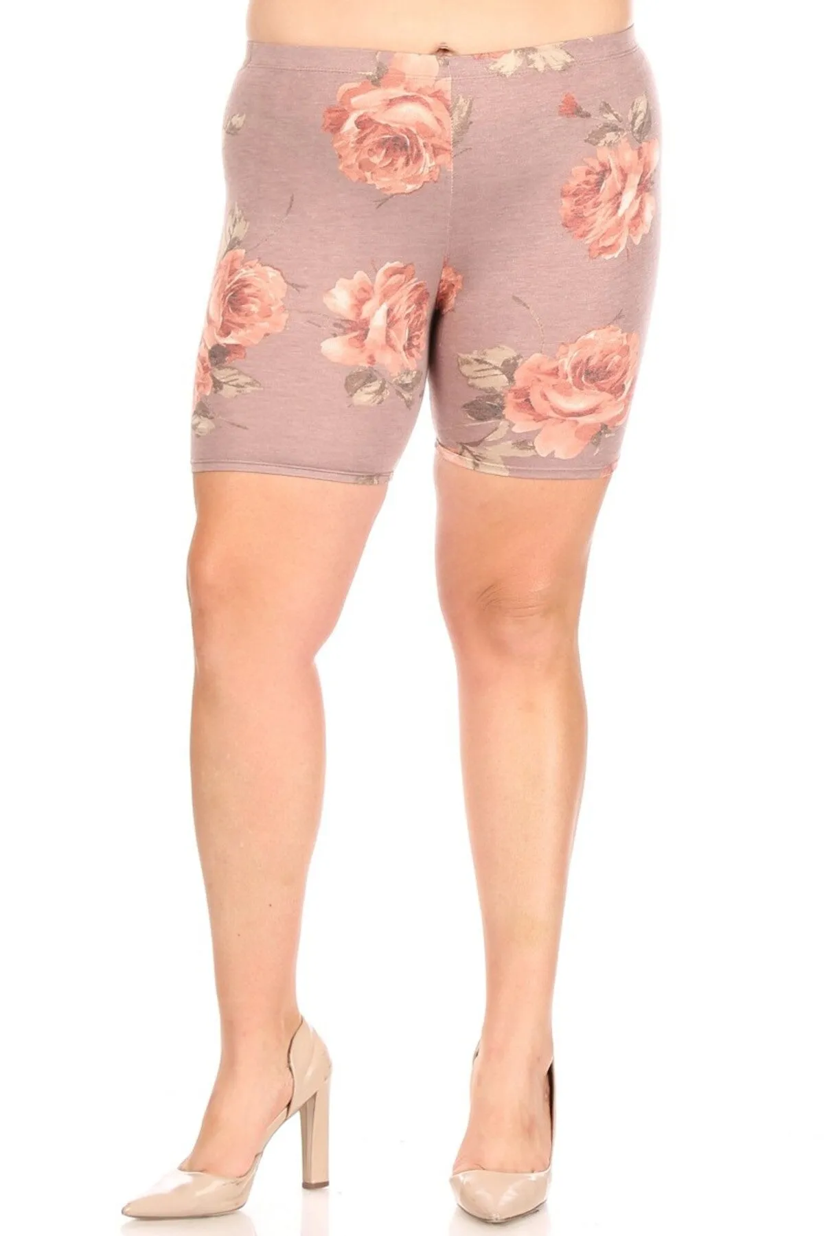 Women's Plus Size Workout High Waist Stretch Active Yoga Print Basic Biker Shorts Pants