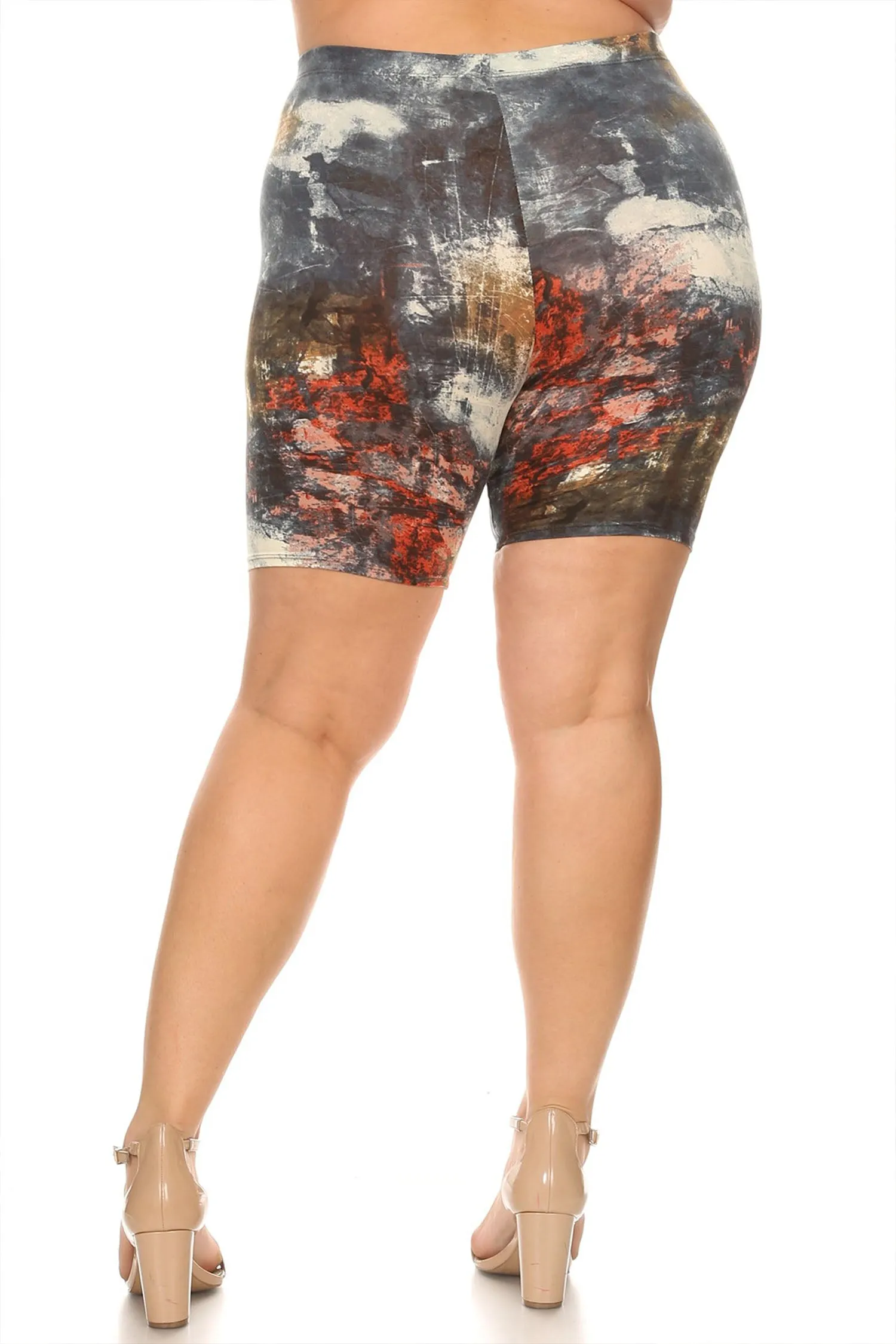 Women's Plus Size Workout High Waist Stretch Active Yoga Print Basic Biker Shorts Pants