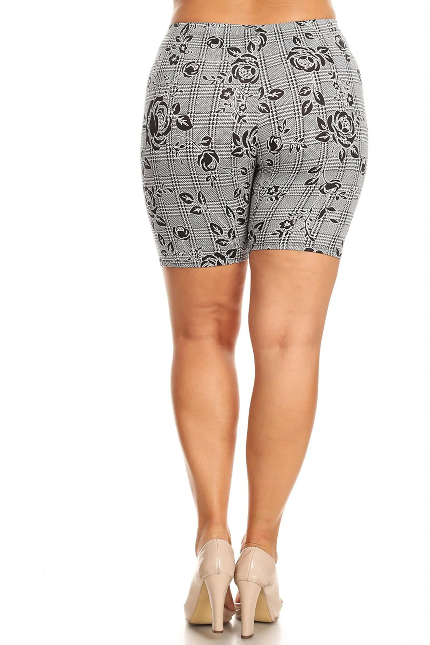 Women's Plus Size Workout High Waist Stretch Active Yoga Print Basic Biker Shorts Pants