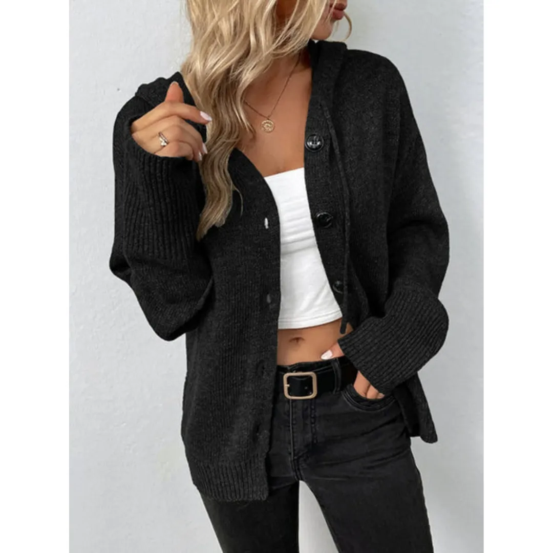 Women's Warm Hooded Knitted Cardigan | Long