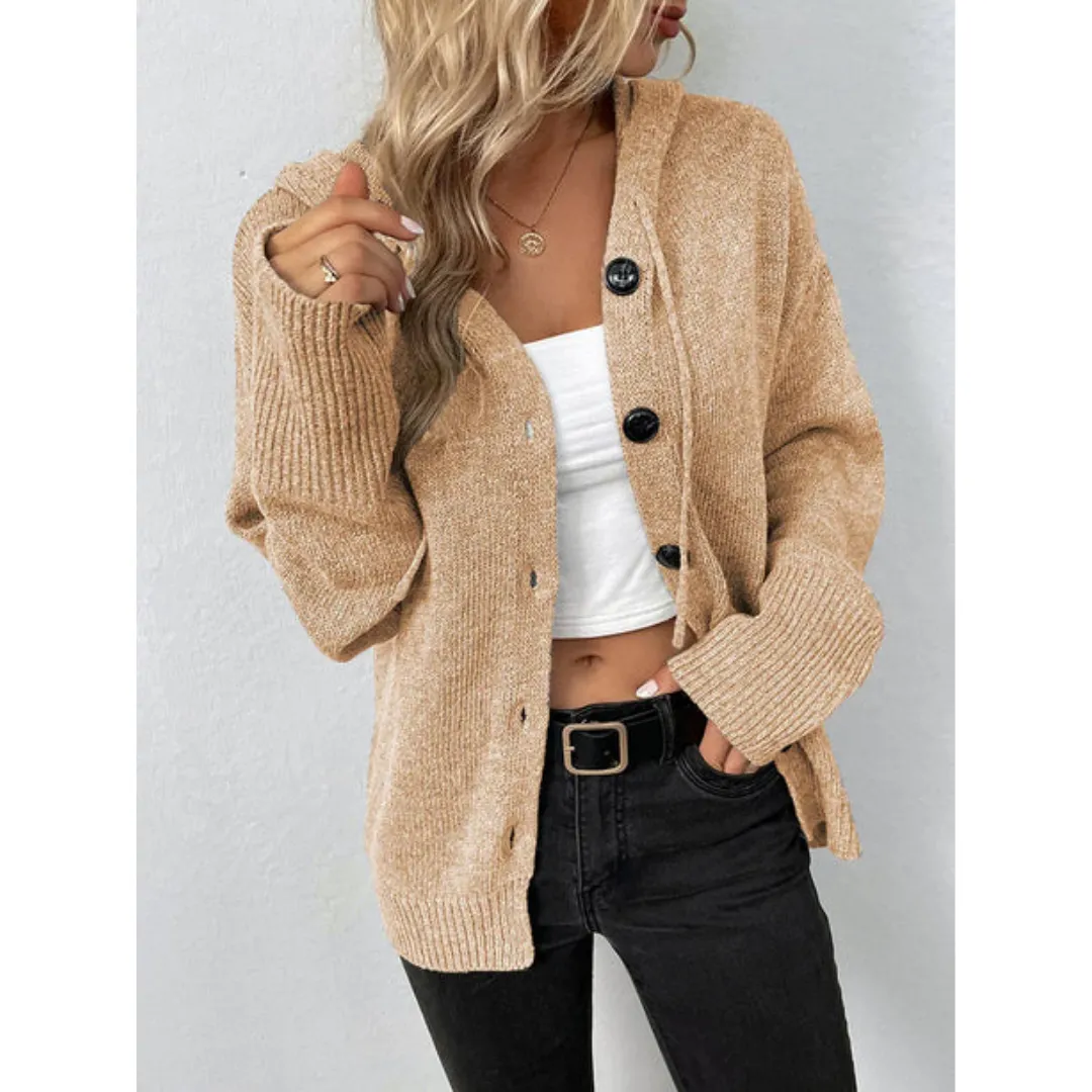 Women's Warm Hooded Knitted Cardigan | Long