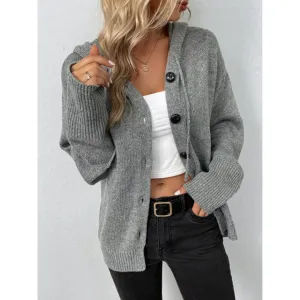 Women's Warm Hooded Knitted Cardigan | Long