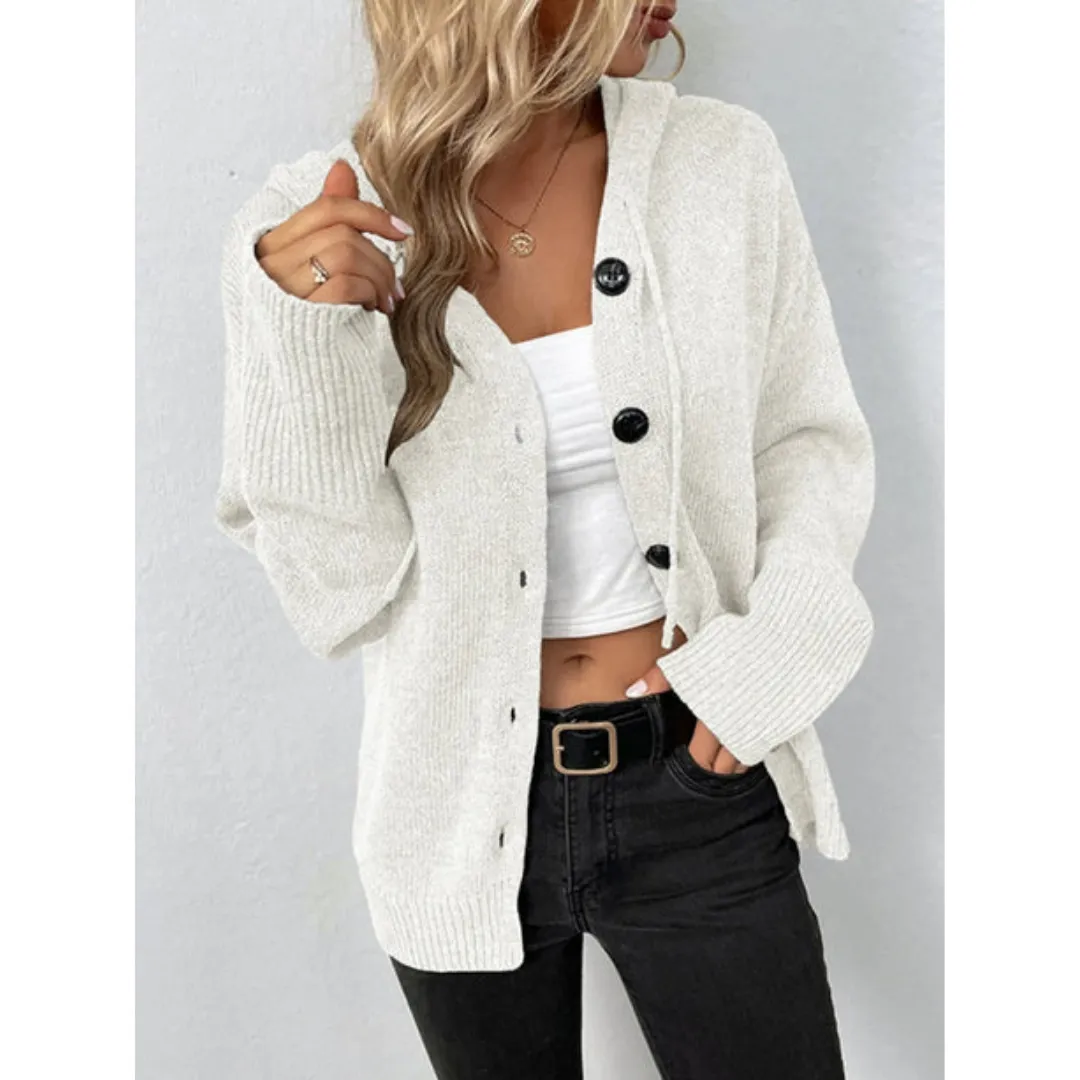 Women's Warm Hooded Knitted Cardigan | Long