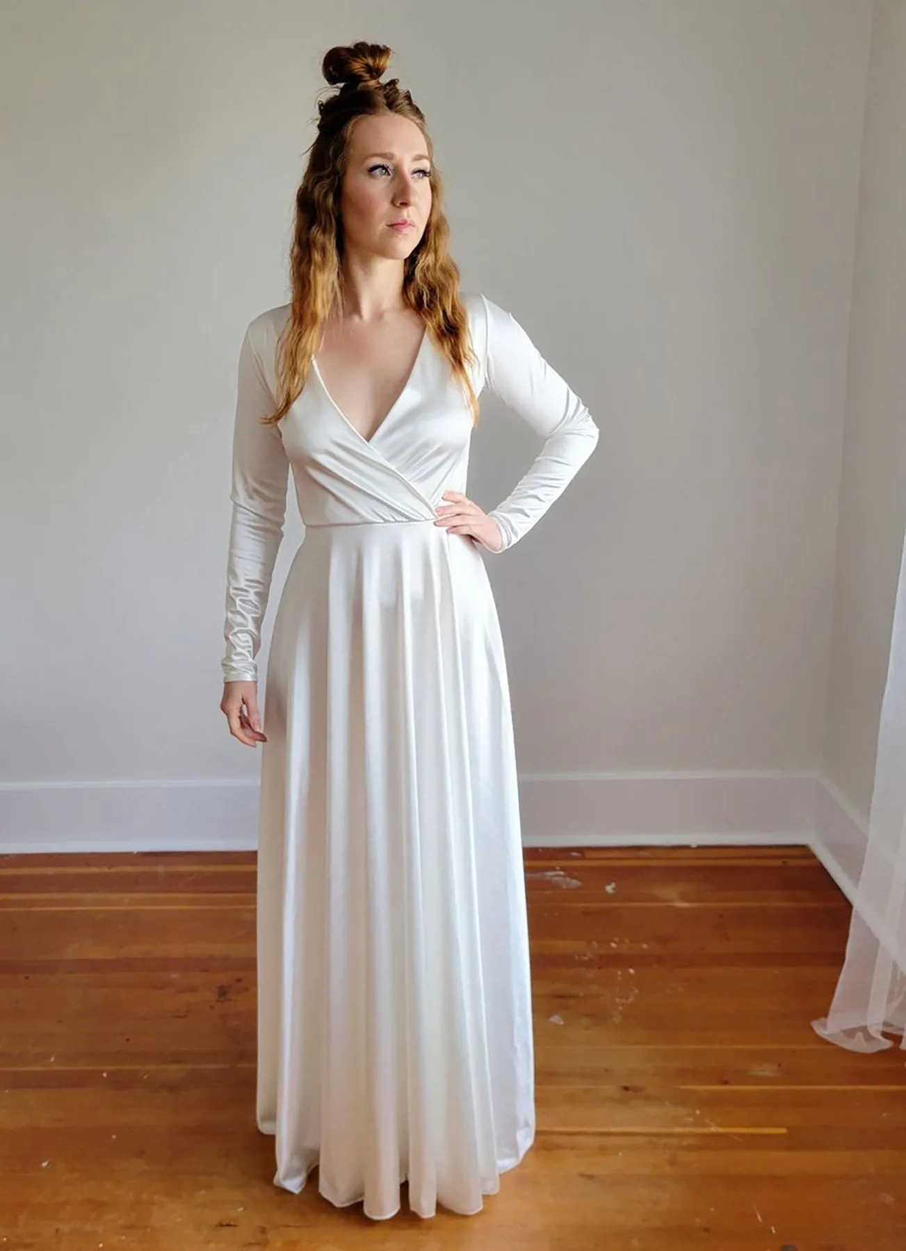 Wrap Modern Wedding Dress #1347