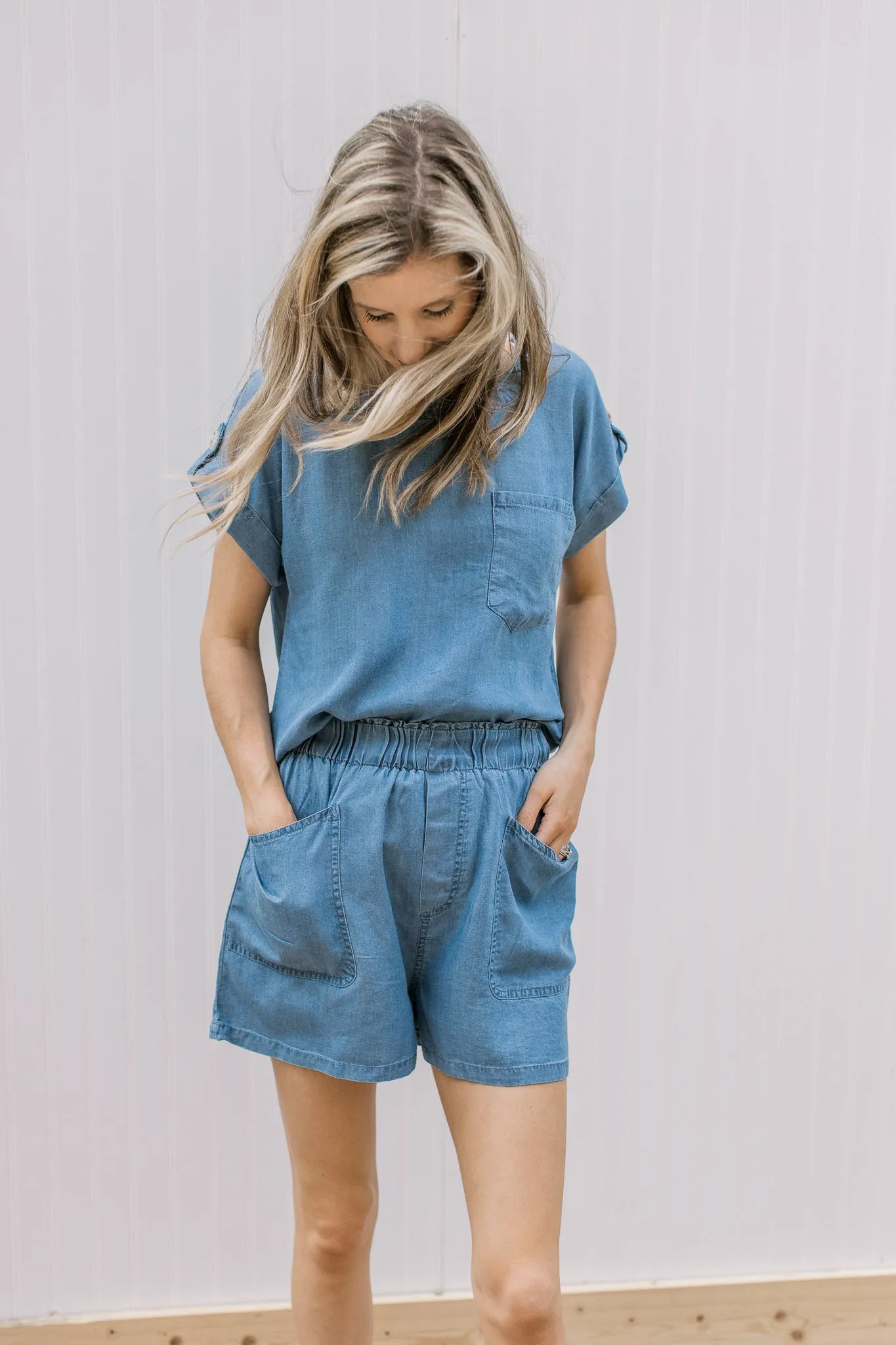XZ Blue Chambray Short Set