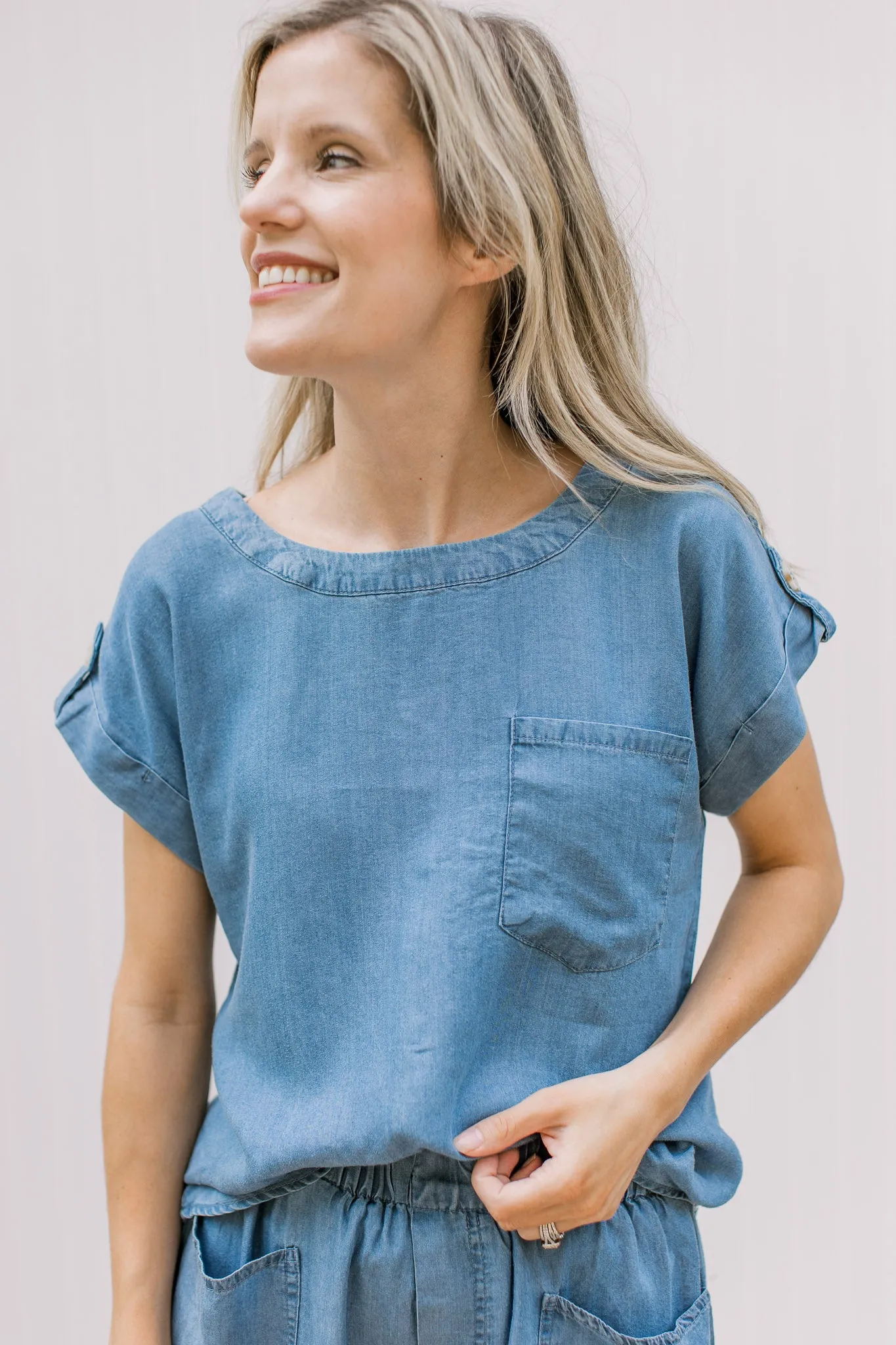 XZ Blue Chambray Short Set