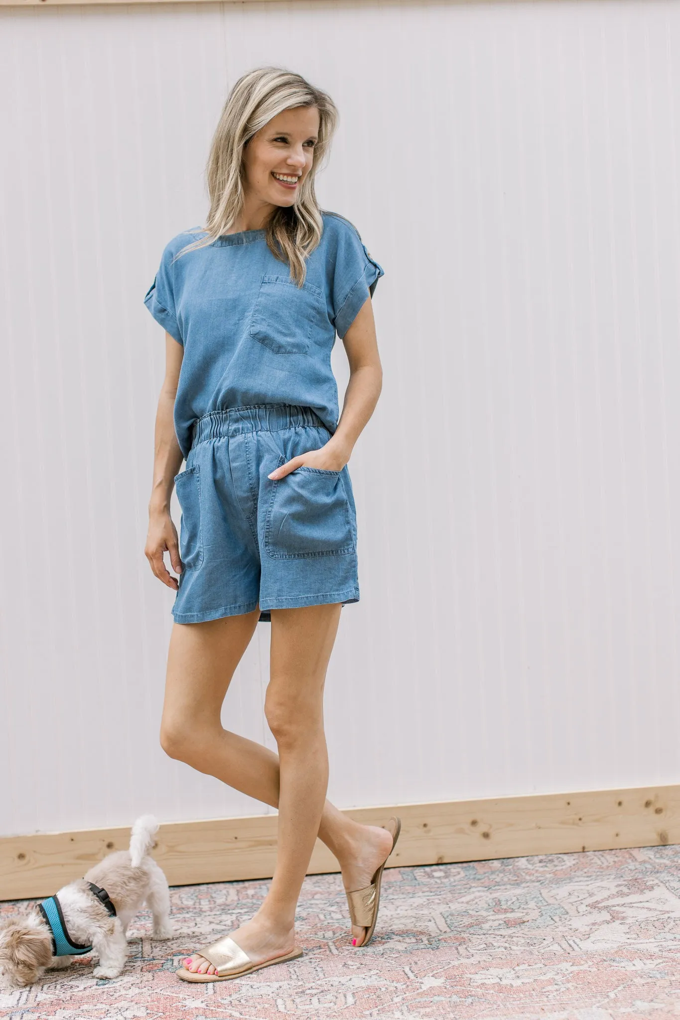 XZ Blue Chambray Short Set