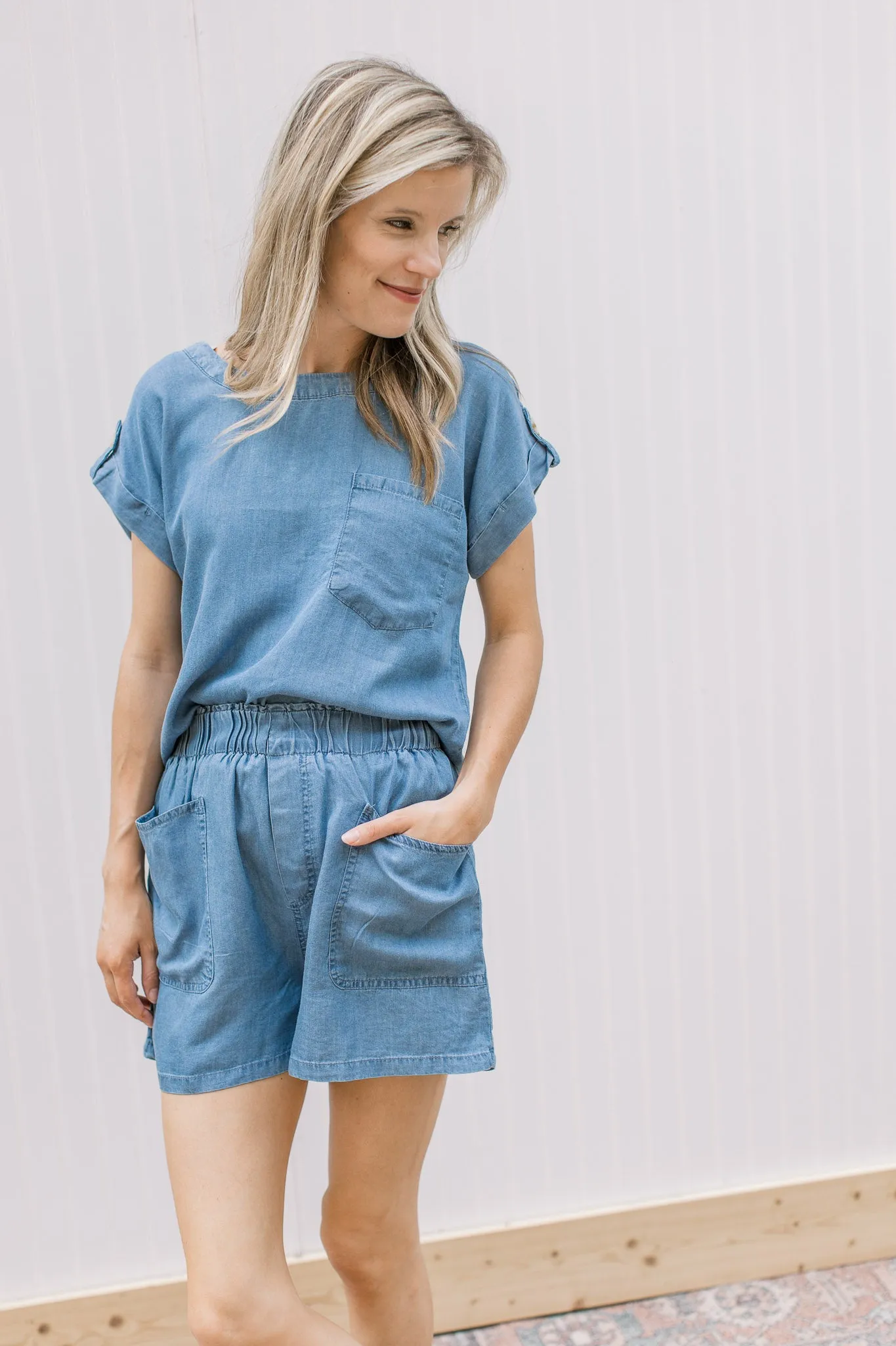 XZ Blue Chambray Short Set
