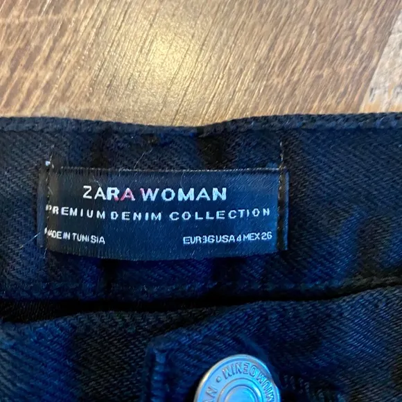 ZARA The Vintage High Waisted Black Fringe Jeans